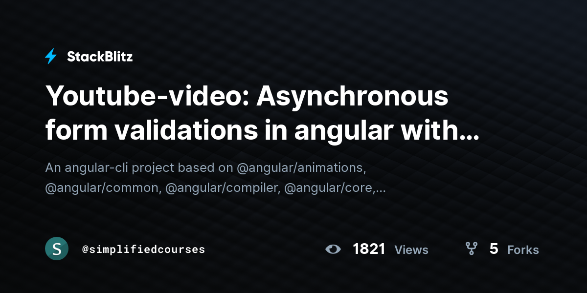 Youtube-video: Asynchronous form validations in angular with vest ...