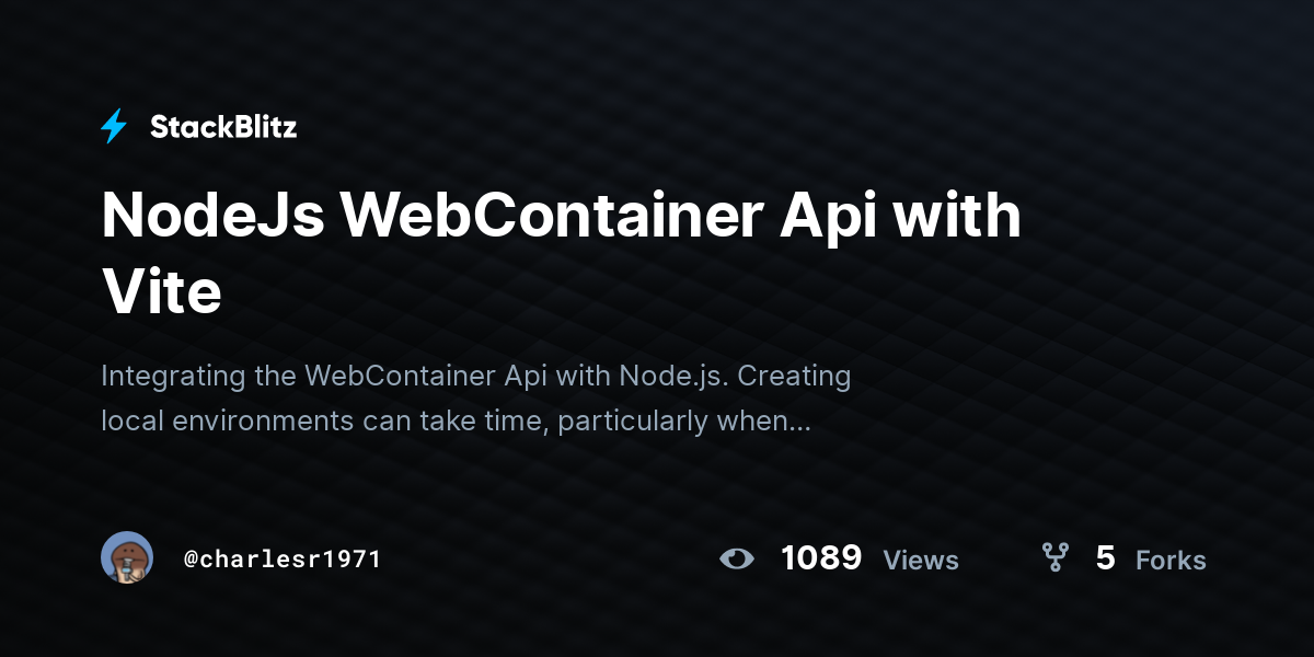 NodeJs WebContainer Api with Vite - StackBlitz
