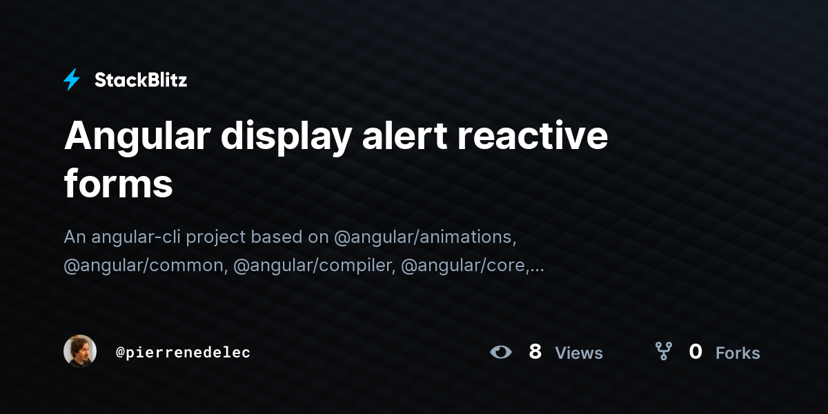 Angular display alert reactive forms - StackBlitz