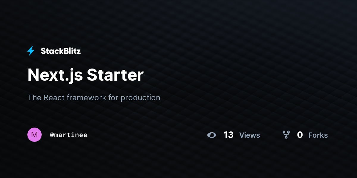Next.js Starter - StackBlitz