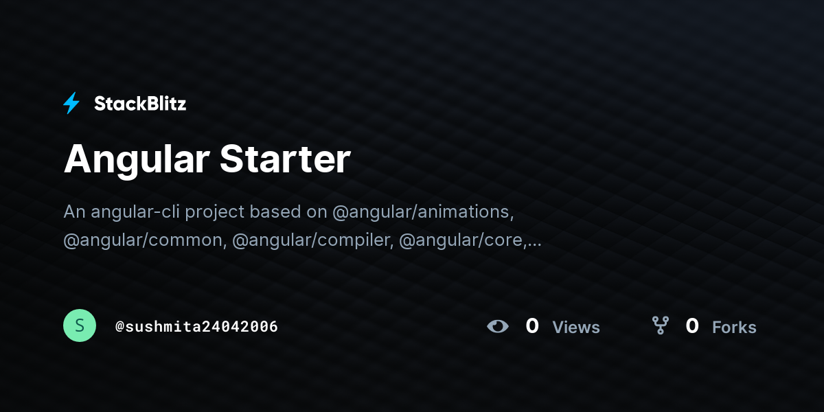 Angular Starter - StackBlitz
