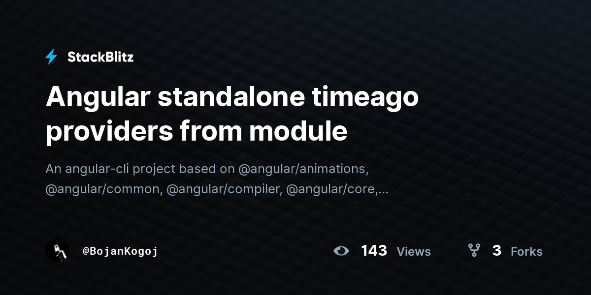 Angular standalone timeago providers from module - StackBlitz