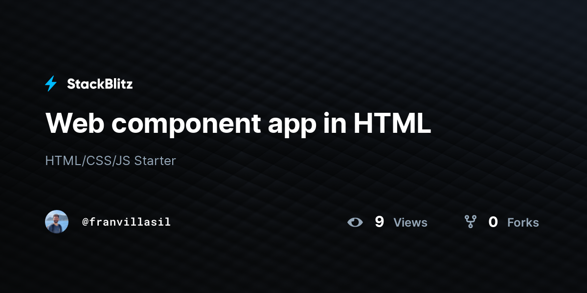 Web component app in HTML - StackBlitz