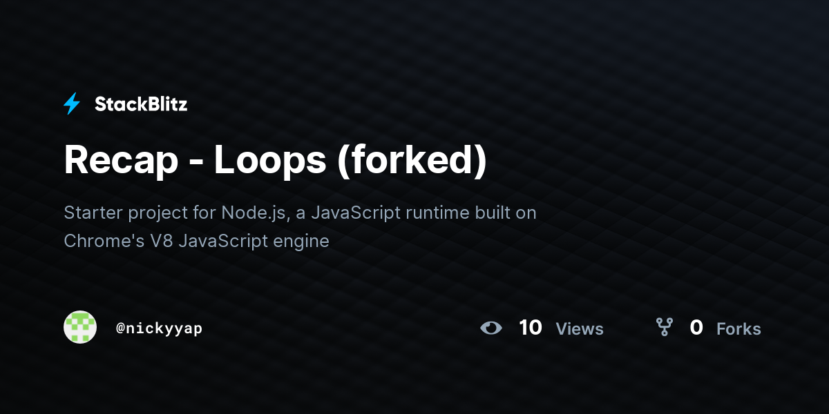 Recap - Loops (forked) - StackBlitz