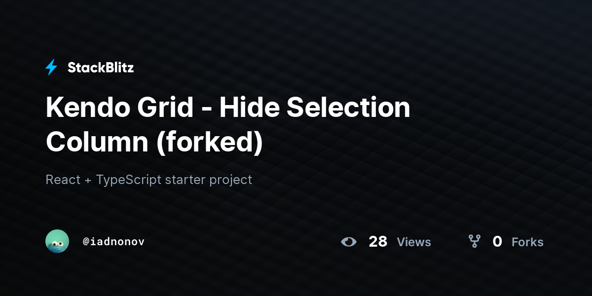Kendo Grid - Hide Selection Column (forked) - StackBlitz