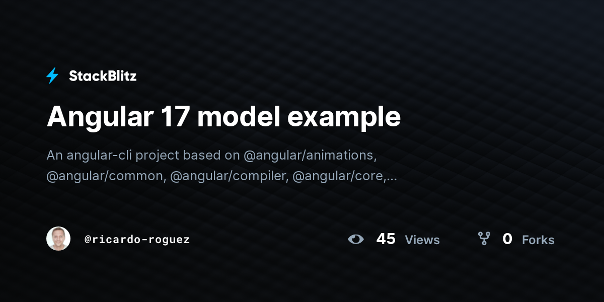 Angular 17 model example - StackBlitz