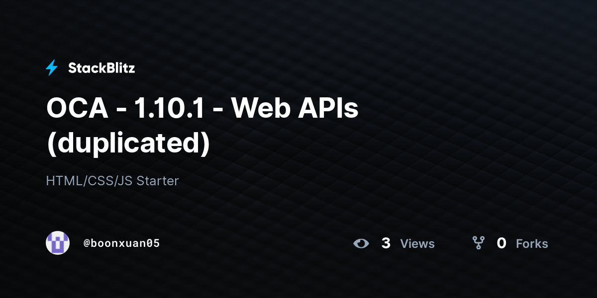 OCA - 1.10.1 - Web APIs (duplicated) - StackBlitz