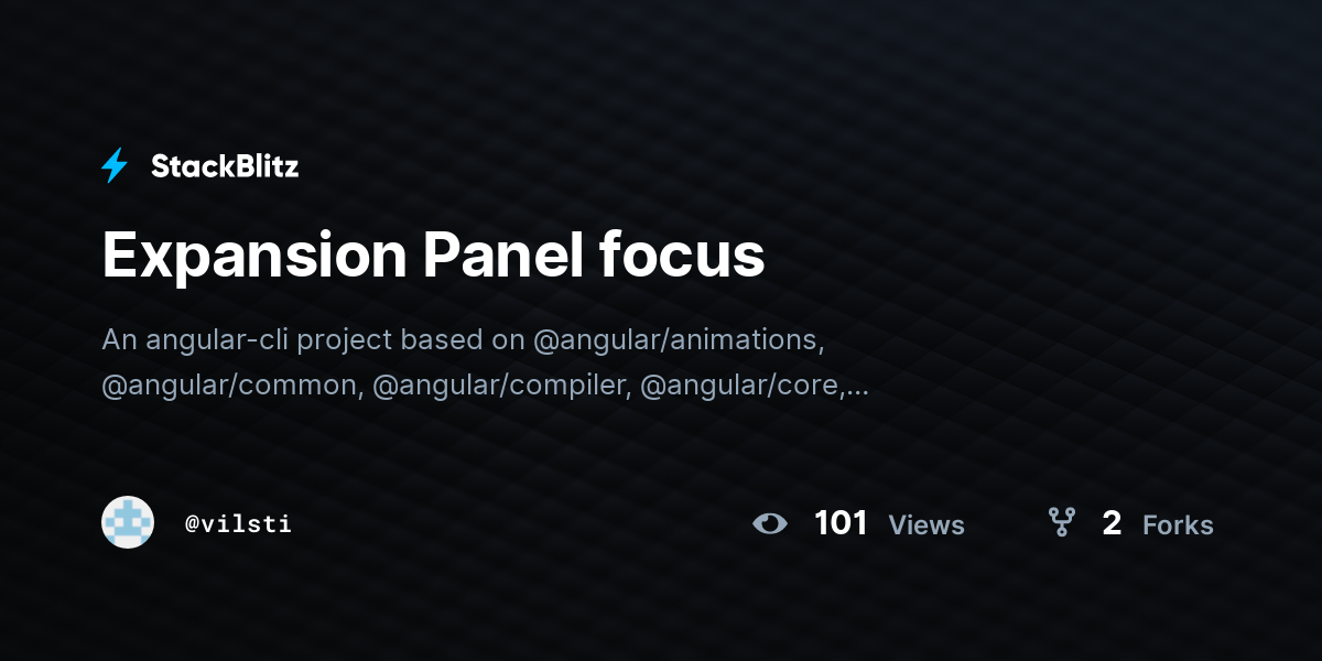 Expansion Panel focus - StackBlitz