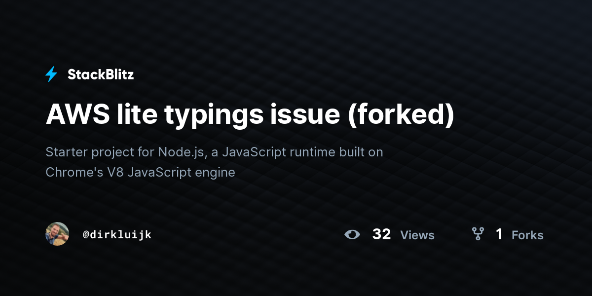 AWS lite typings issue (forked) - StackBlitz