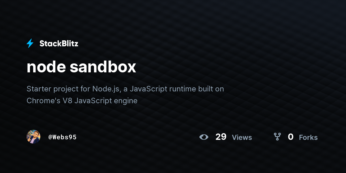 node sandbox - StackBlitz