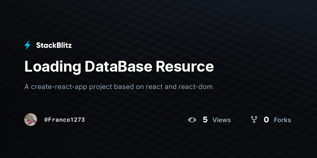 Loading DataBase Resurce - StackBlitz