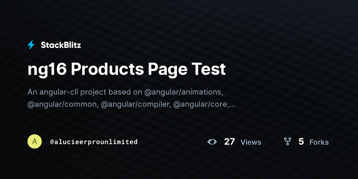 ng16 Products Page Test - StackBlitz