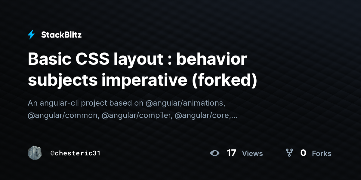 Basic CSS layout : behavior subjects imperative (forked) - StackBlitz