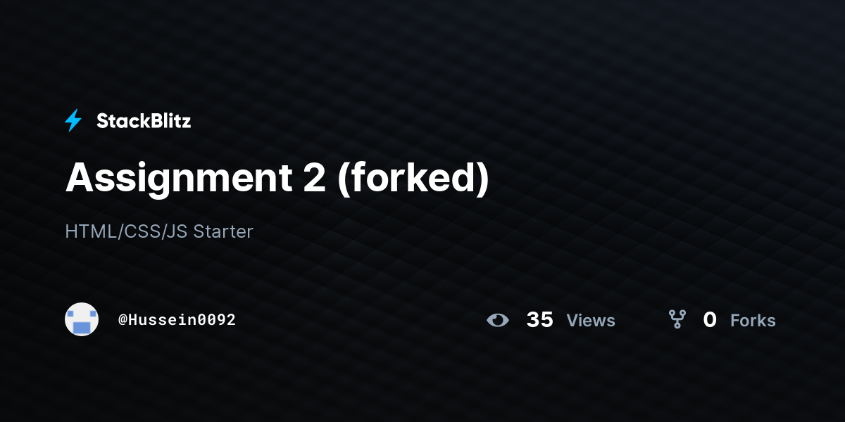 Assignment 2 (forked) - StackBlitz
