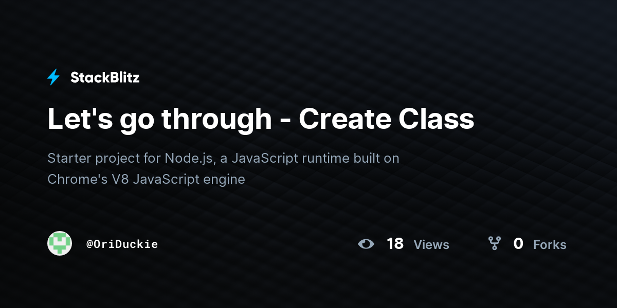 Let's go through - Create Class - StackBlitz