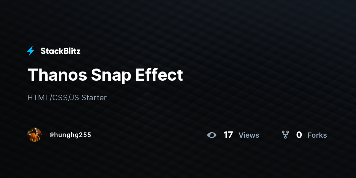 Thanos Snap Effect - StackBlitz