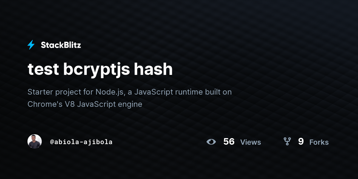 test bcryptjs hash - StackBlitz