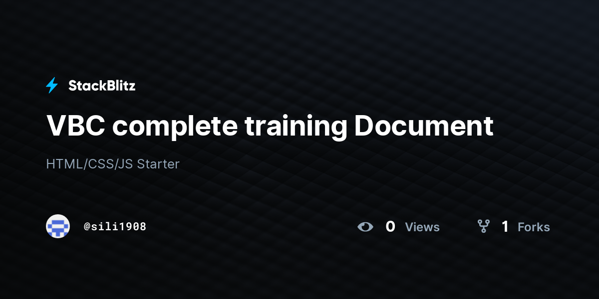 VBC complete training Document - StackBlitz