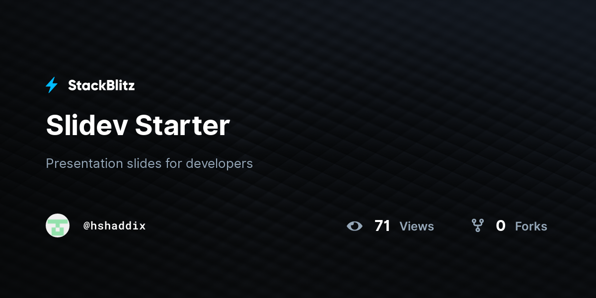 Slidev Starter - StackBlitz