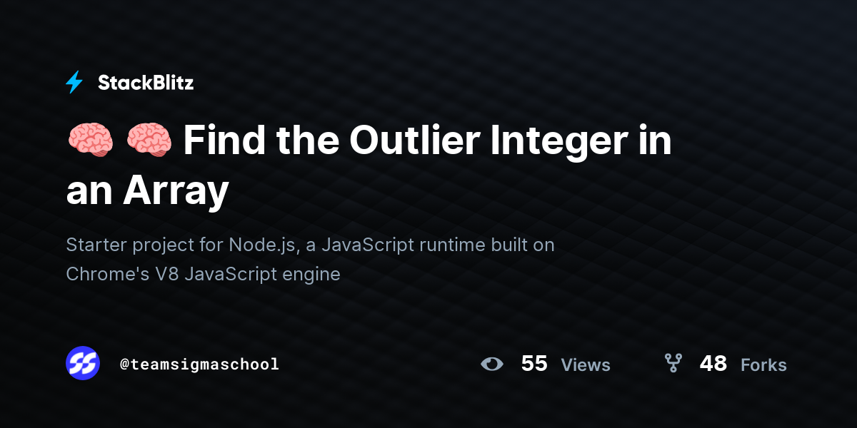 🧠 🧠 Find the Outlier Integer in an Array - StackBlitz