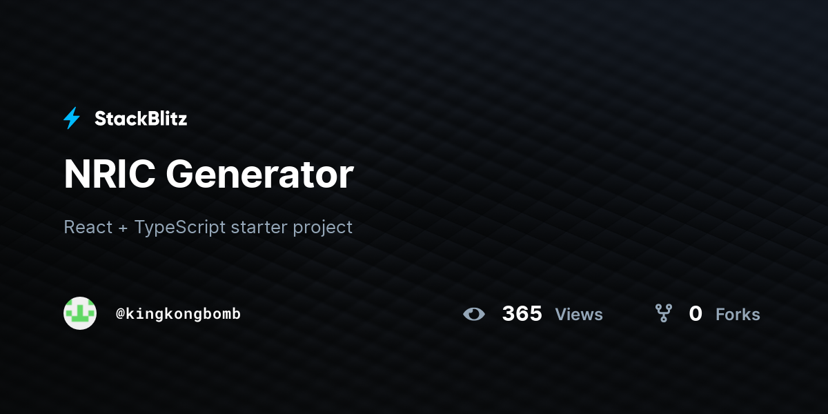NRIC Generator - StackBlitz