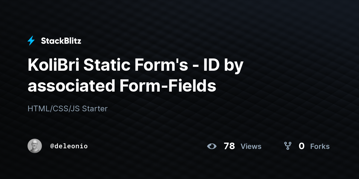 KoliBri Static Form's - ID by associated Form-Fields - StackBlitz