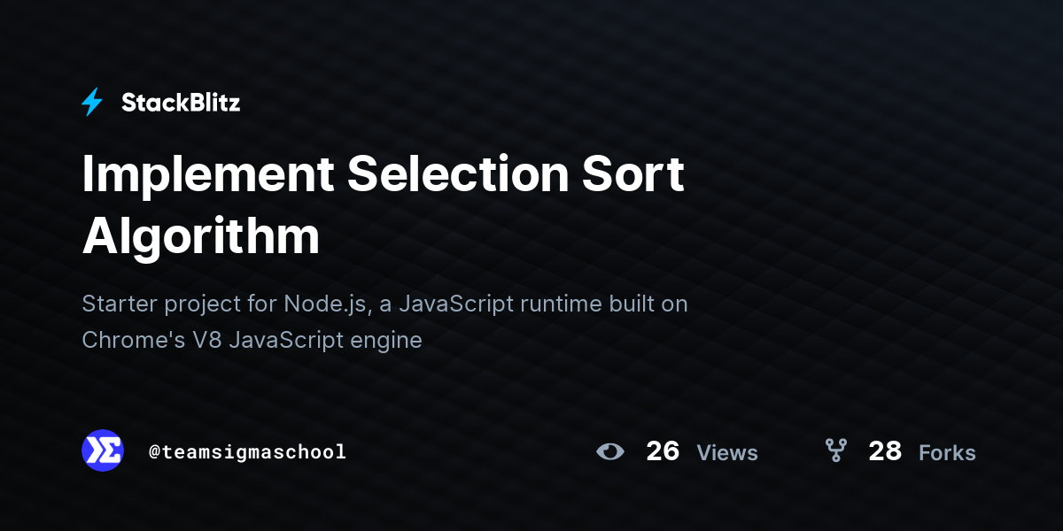 Implement Selection Sort Algorithm - StackBlitz