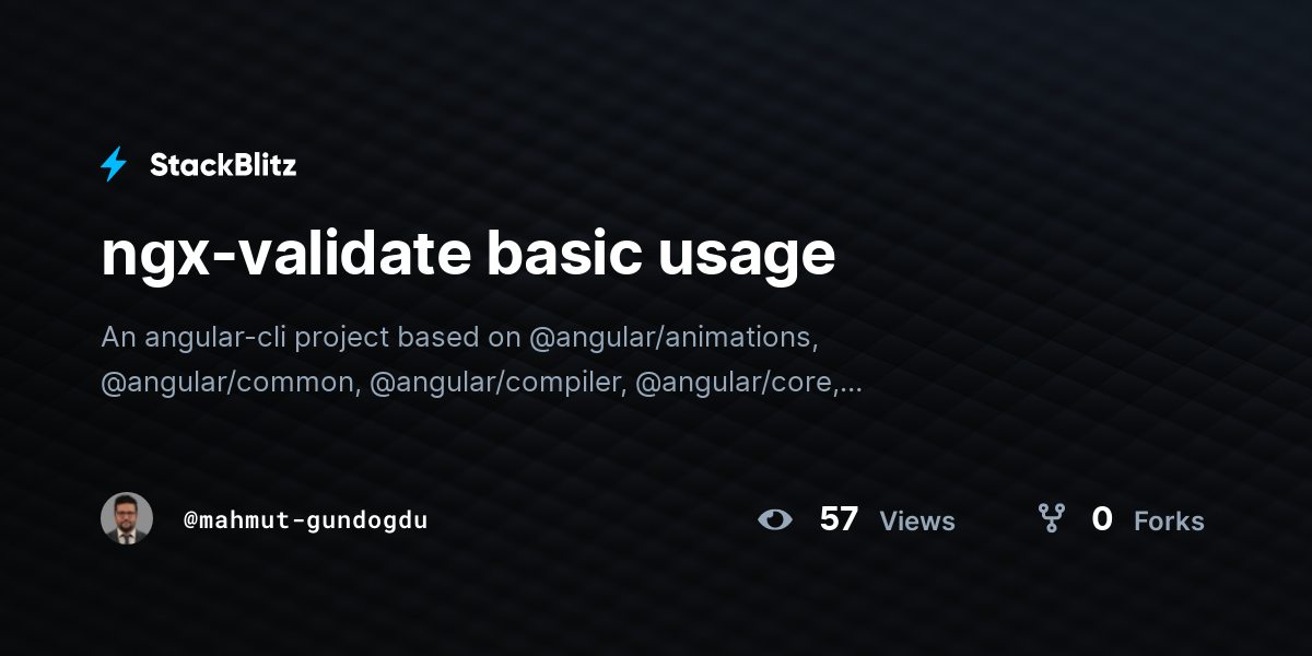 ngx-validate basic usage - StackBlitz