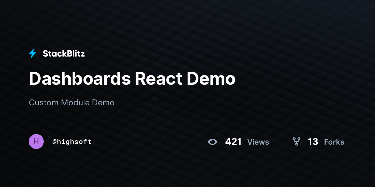 Dashboards React Demo - StackBlitz