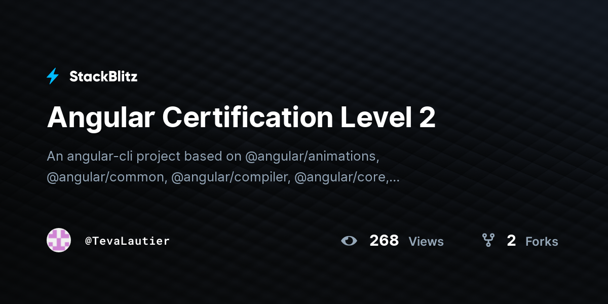 Angular Certification Level 2 - StackBlitz