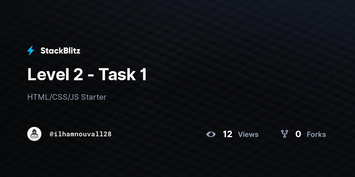 Level 2 - Task 1 - StackBlitz