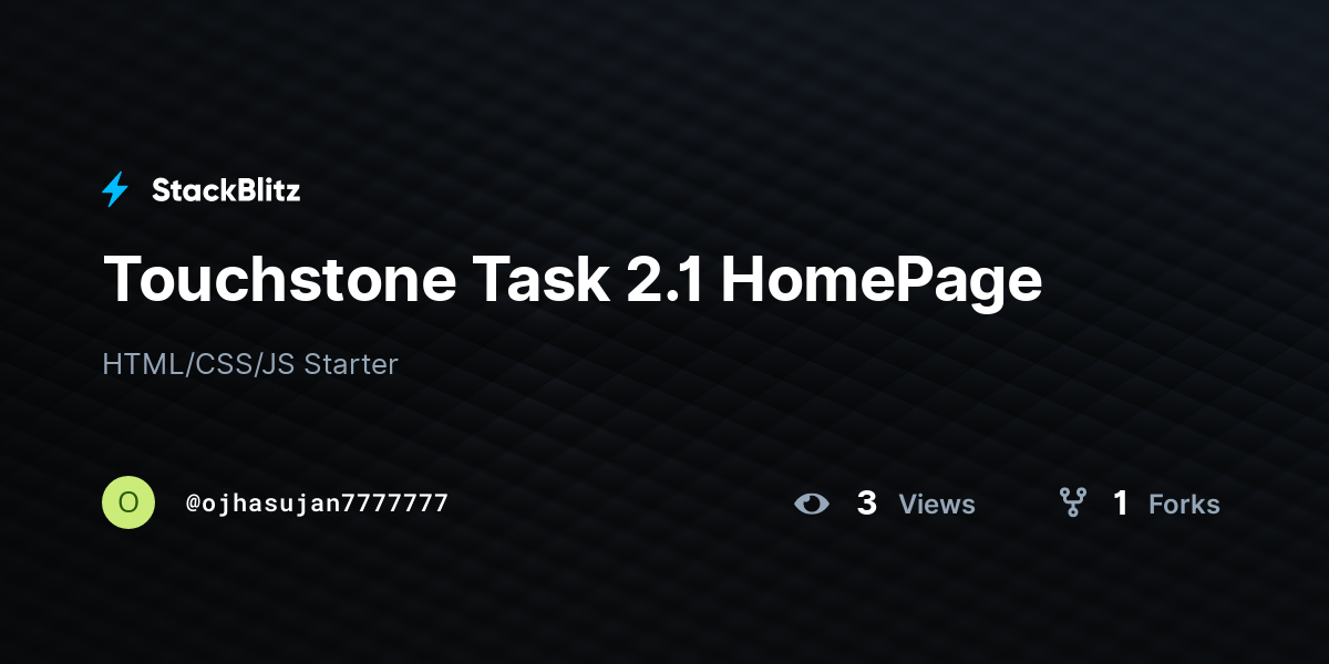 Touchstone Task 2.1 HomePage - StackBlitz