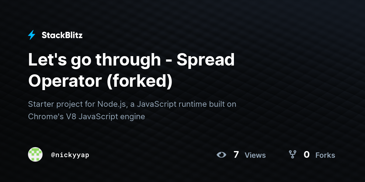 Let's go through - Spread Operator (forked) - StackBlitz