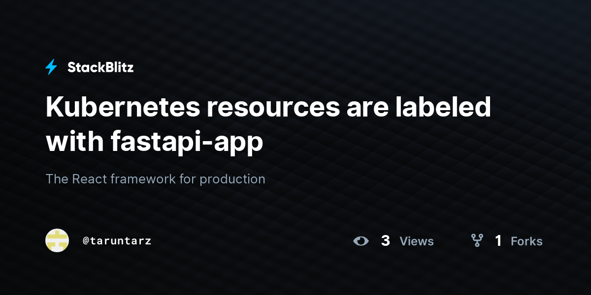 Kubernetes resources are labeled with fastapi-app - StackBlitz