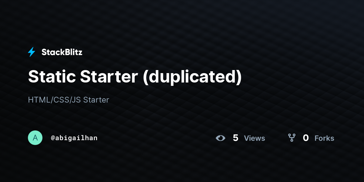 Static Starter (duplicated) - StackBlitz