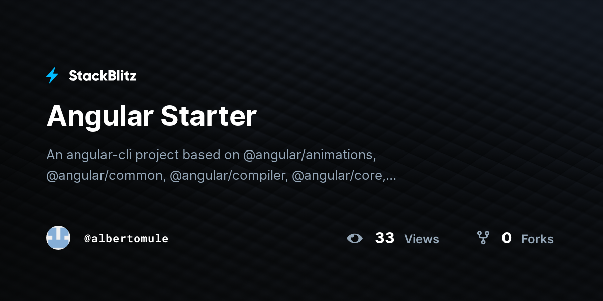 Angular Starter - StackBlitz
