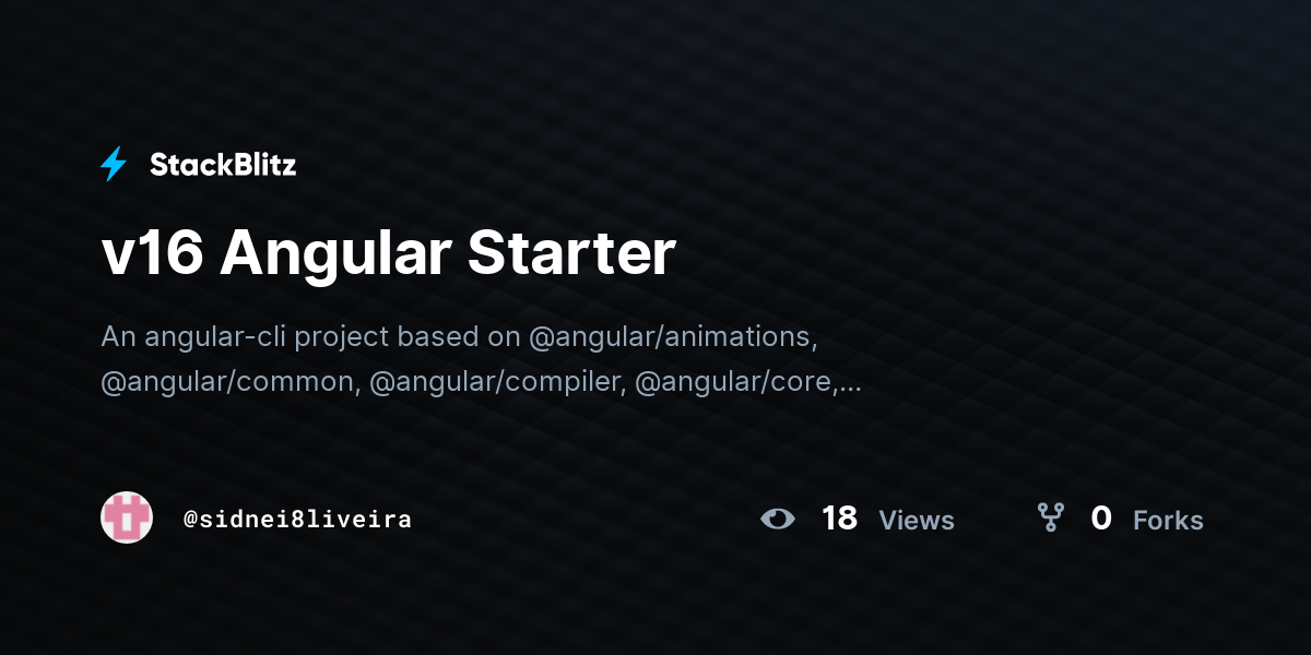 v16 Angular Starter - StackBlitz