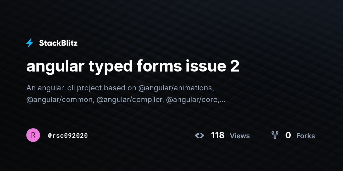 angular typed forms issue 2 - StackBlitz