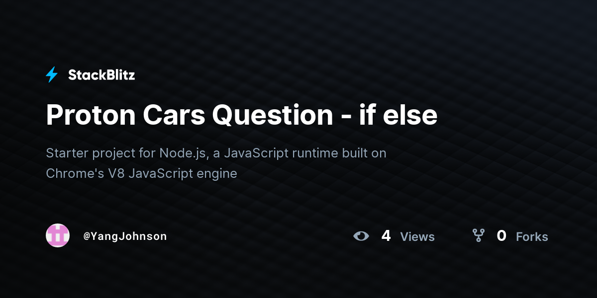 Proton Cars Question - if else - StackBlitz