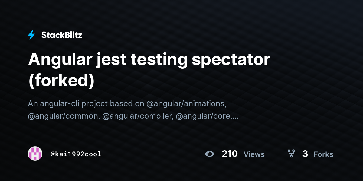 Angular jest testing spectator forked stackblitz