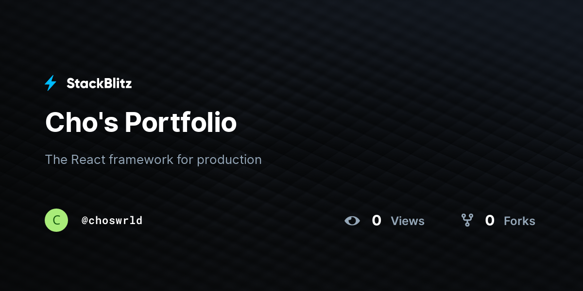 Cho's Portfolio - StackBlitz