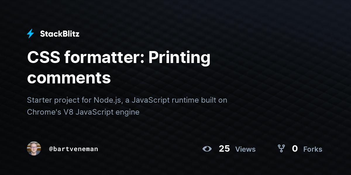 Css formatter printing comments stackblitz
