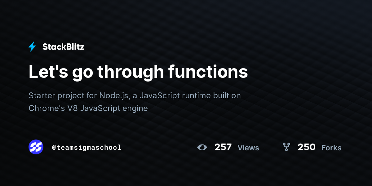 Let's go through functions - StackBlitz