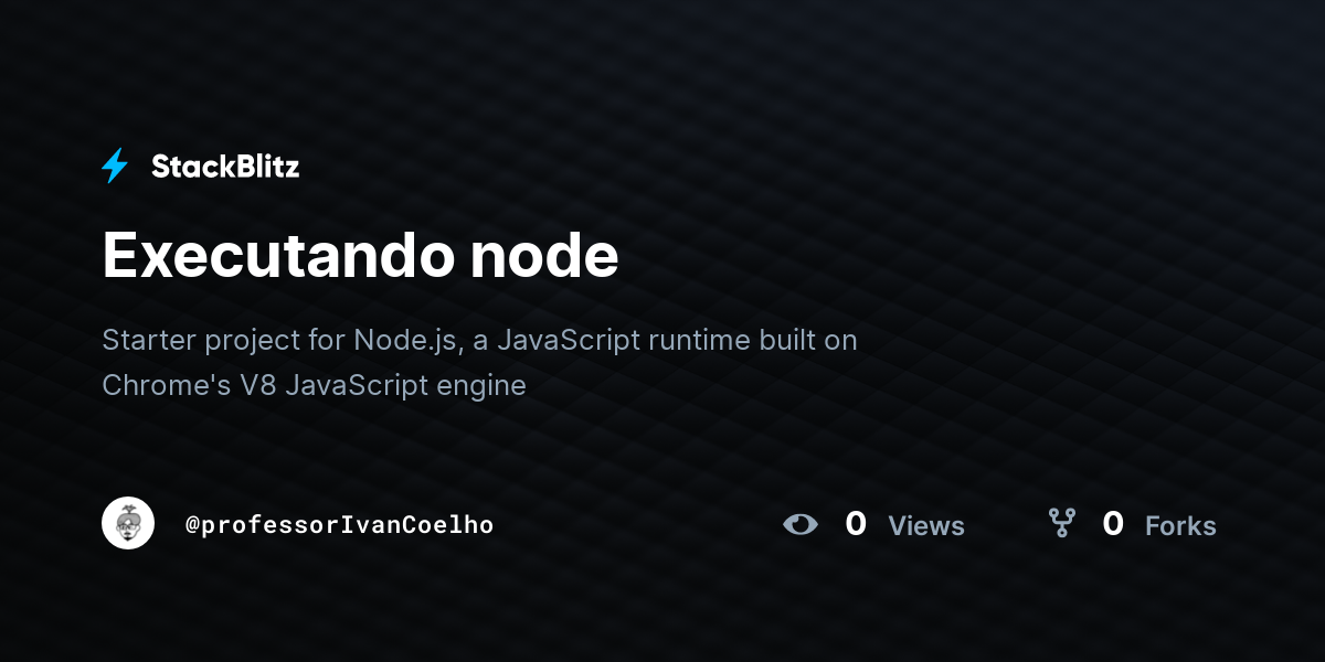 Executando node - StackBlitz