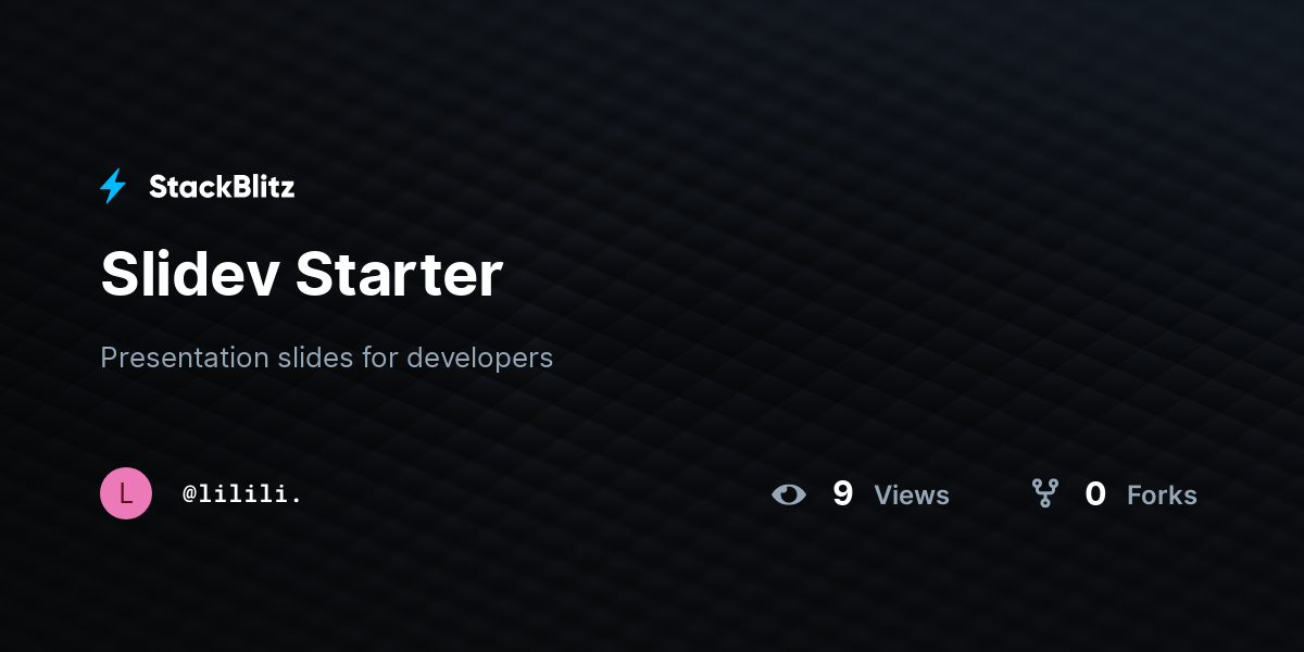 Slidev Starter - StackBlitz