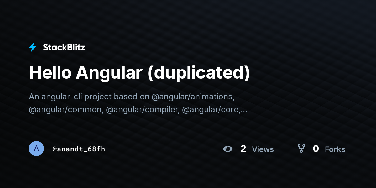 Hello Angular (duplicated) - StackBlitz