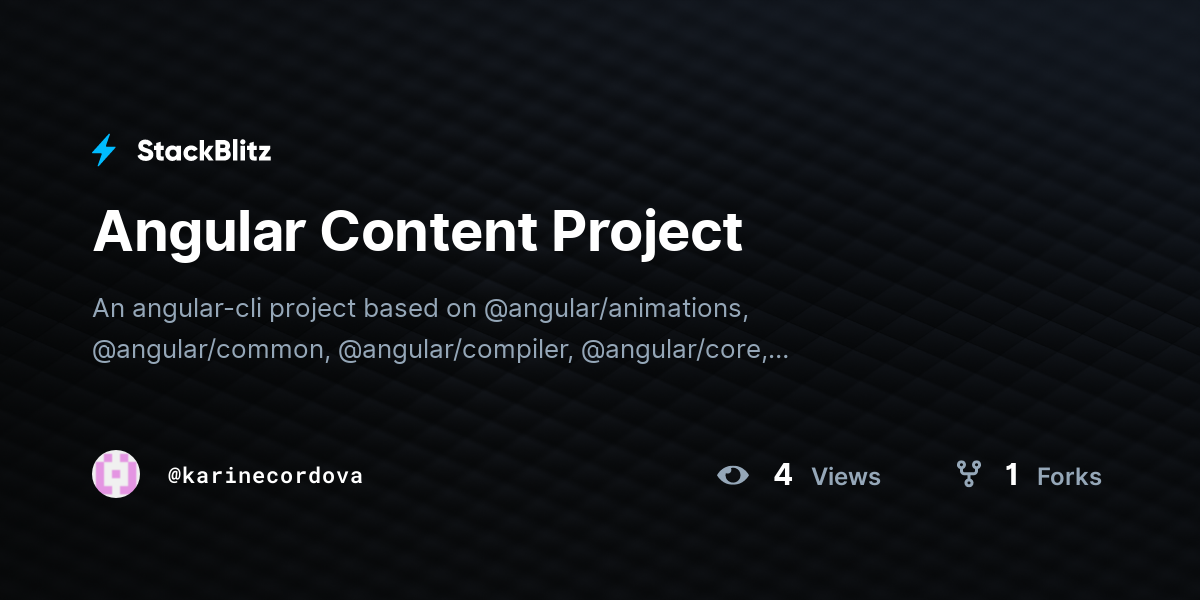 Angular Content Project - StackBlitz