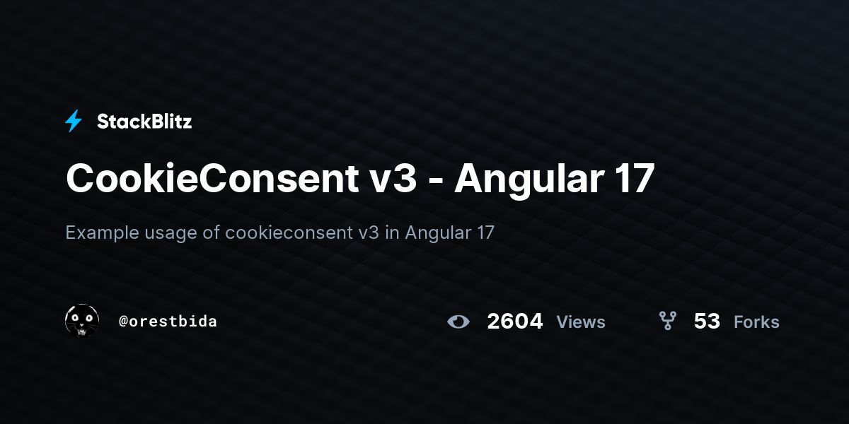CookieConsent v3 - Angular 17 - StackBlitz
