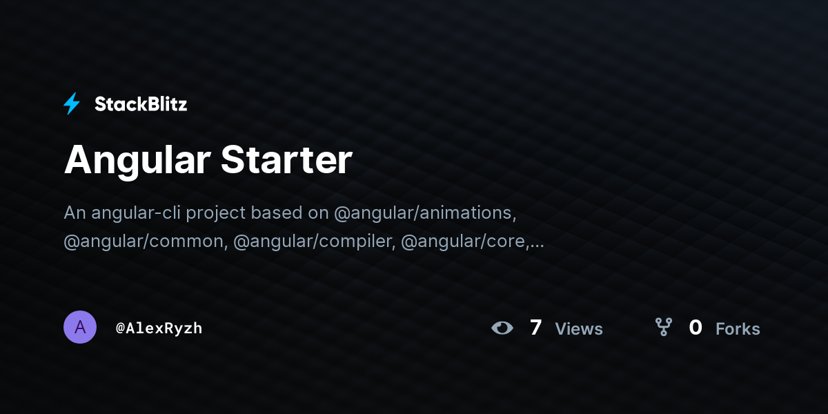 Angular Starter - StackBlitz