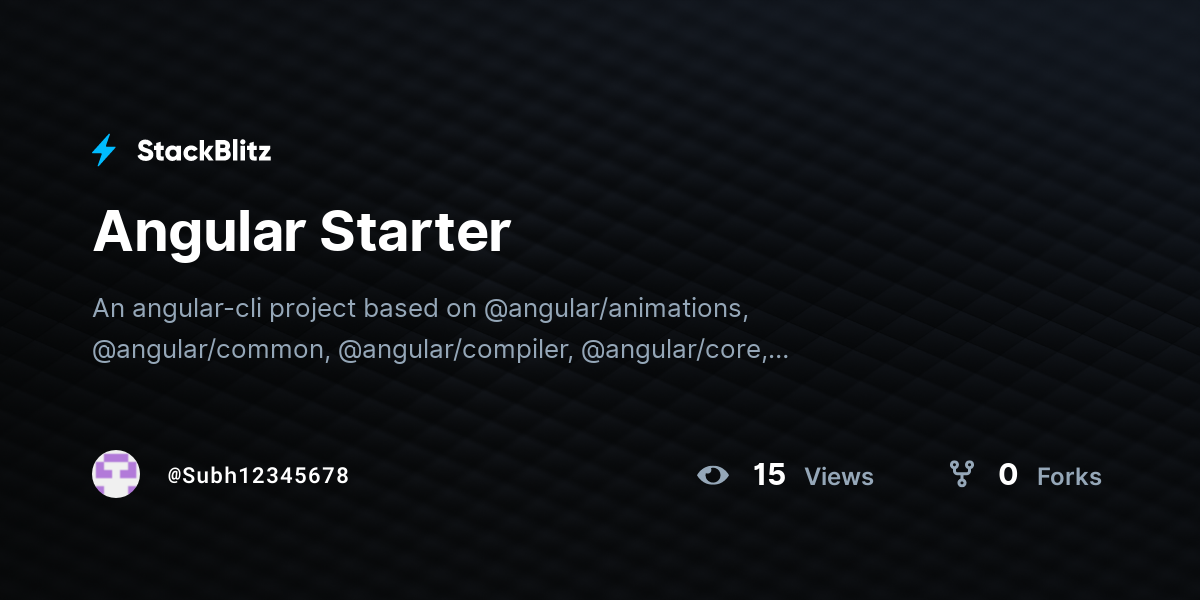 Angular Starter - StackBlitz